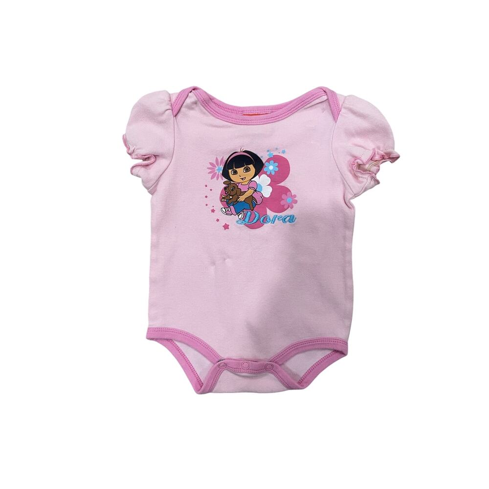 Vintage Dora The Explorer Baby Pink Snap Suit Size 6-9 Months